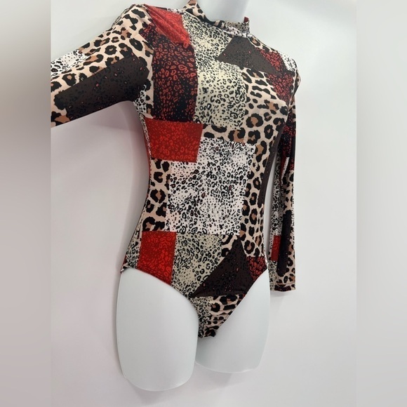 BOOHOO Women's Multicolored Animal Print Polyester Bodysuit One-Piece Size 4 - Picture 3 of 10